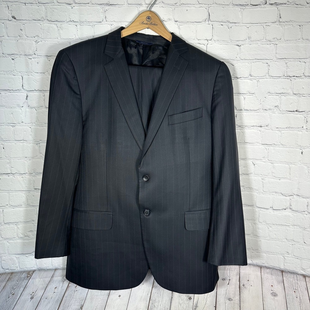 Brooks Brothers 1818 Fitzgerald Mens Suit 43R Wool Pinstripe Charcoal Gray Italy